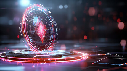 Poster - Futuristic technology interface digital realm 3d graphic modern environment close-up view innovative concept
