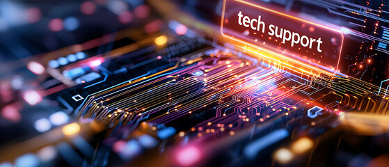 Poster - Tech support solutions digital environment conceptual visuals futuristic design close-up view high-tech context