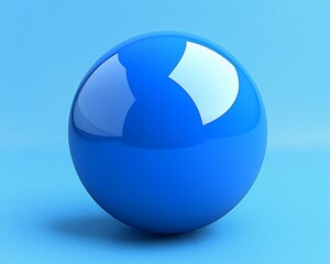 Poster - Shiny blue sphere on light blue background.