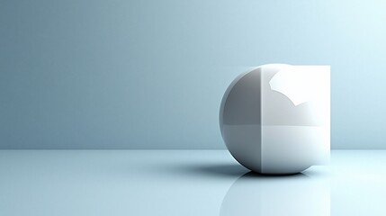 Poster - Abstract white sphere with a cut-out section on a light blue background.