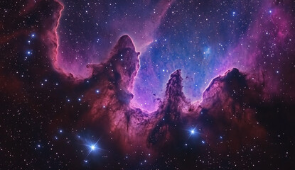 Wall Mural - a fantasy space background featuring an amazing nebula cloud, purple and blue colors with stars.