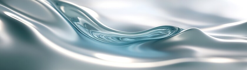Poster - Soft liquid form creates a tranquil ambiance with gentle ripples in muted blue and gray. The minimalist design offers ample space for text overlay, enhancing modern aesthetics