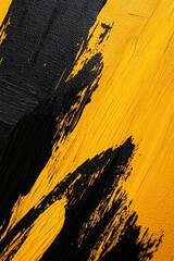 Poster - Bold, textured brushstrokes in yellow and black create a striking abstract background. Soft gradients and dynamic shapes enhance the modern aesthetic, perfect for text overlay and designs