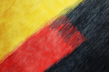 Poster - Enjoy a playful abstract background featuring crayon-like textures in bold shades of red, yellow, and black, designed with layers of soft shadows and ample space for text overlay