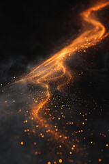 Poster - Swirling orange smoke glows softly, accented by scattered particles on a dark background