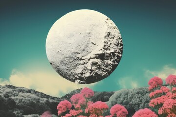 Wall Mural - dreamy retro collages whit moon astronomy outdoors nature