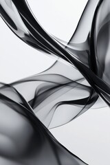 Poster - Soft, flowing black smoke tendrils gently rise across a smooth white surface, creating a dramatic contrast that highlights elegance and simplicity, perfect for text placement