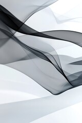Poster - Flowing black smoke tendrils rise gently across a smooth white surface, creating an elegant and dramatic visual. The ample blank space enhances layout flexibility for text overlays
