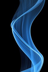Poster - Soft, flowing tendrils of blue smoke dance gracefully across a smooth black surface, creating a calming and elegant atmosphere. The ample negative space invites text overlay