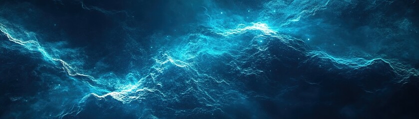 Poster - A digital backdrop showcases abstract water patterns with vibrant blue and teal glowing waves, conveying a fluid, modern aesthetic and ample space for text overlay
