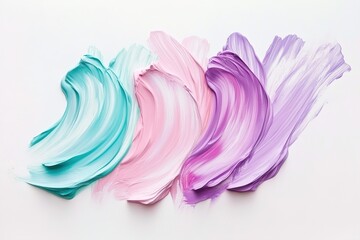 Poster - Vibrant acrylic brushstrokes create a mesmerizing abstract effect in pastel shades of pink, lavender, and teal, ideal for artistic and contemporary design applications with space for text