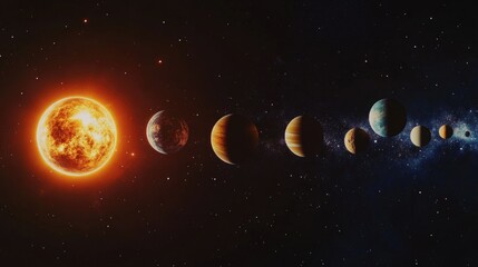 Wall Mural - eight planet solar system