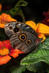 Wall Mural - Butterfly on Flower Close Up