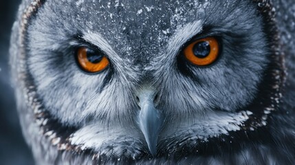 Wall Mural - Close-up Portrait of an Owl's Face with a Sharp Focus on its Eyes