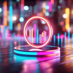 Poster - Illustration of 3D graphs glowing with financial insights on a modern interface