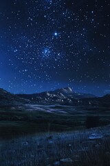Wall Mural - mountain range under starry night sky