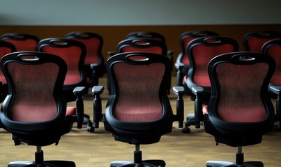 Poster - Rows of Empty Office Chairs in a Room