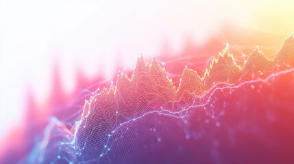 Poster - A 3D line graph with a sharp upward trajectory, symbolizing the success of the trading market, against a bright white background.