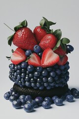 Poster - Fresh strawberry blueberry cake