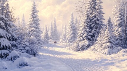 Sticker - Snowy Forest Path in Winter Wonderland