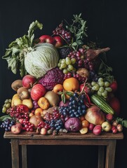 Wall Mural - Fresh produce on wooden table