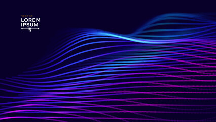 Leinwandbilder - Abstract Background Waves of Dots and Weave Lines. Digital Network Connection Structure Technology Business Concept. Tech Science Presentation Backdrop Vector Illustration.