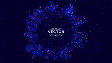 Poster - Soft Lights Holiday Backdrop. Abstract Background Blue Purple Bokeh Lights Glitter Sparkle Dust. Vector Illustration for Christmas Banner, Poster, Card, Presentation.