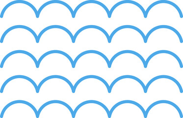 Ocean, sea waves flat simple lines icons symbols vector set - Blue line wave ornament