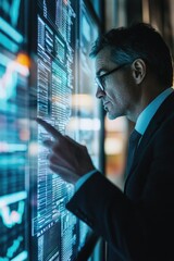 Wall Mural - Man pointing at computer screen