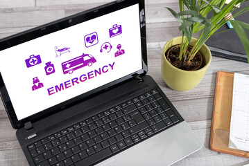 Wall Mural - Emergency concept on a laptop