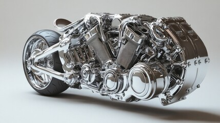 Wall Mural - Chrome Motorcycle Engine Closeup