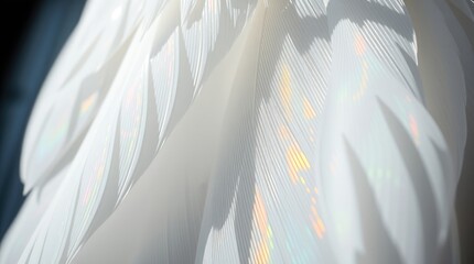 Sticker - white feathers, angelic wings, soft light, ethereal glow, close-up detail, delicate textures, heaven