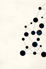 Poster - A clean and minimalist abstract geometric network featuring black circular nodes and straight connecting lines on a light grey background,
