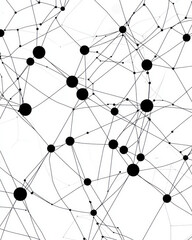 Poster - A detailed 2D geometric network design with black nodes and intricate polygonal connections, emphasizing precision and symmetry,
