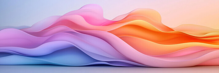 Poster - An artistic representation of abstract flowing waves in varying shades of pink and purple, emphasizing fluidity and harmony,