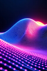 Poster - A futuristic 3D wave structure with intricate pink and purple patterns illuminated by subtle lighting effects,
