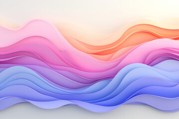Poster - A vibrant abstract scene with cascading pink and purple 3D waves moving in harmony, symbolizing energy and creativity,