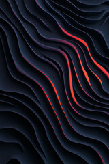Poster - A bold abstract 3D wave pattern with intense pink and purple colors, creating a striking visual impact against a dark backdrop,