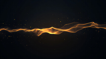Poster - A dynamic abstract geometric network with glowing yellow lines and sharp angles set against a dark black background, emphasizing energy and movement,