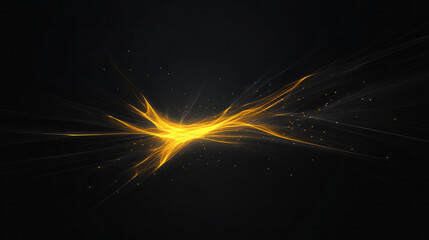 Poster - A dynamic abstract geometric network with glowing yellow lines and sharp angles set against a dark black background, emphasizing energy and movement,