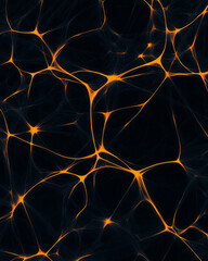 Poster - A captivating abstract geometric pattern with interconnected yellow lines creating a complex web on a solid black backdrop, symbolizing unity and connectivity,