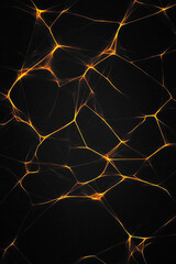 Poster - A vibrant abstract geometric network with bold yellow lines forming a complex pattern on a deep black backdrop, creating a striking visual contrast,