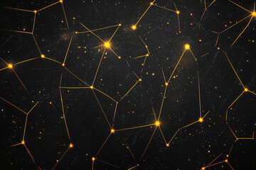 Poster - A dynamic abstract geometric pattern with radiant yellow lines intersecting on a matte black background, symbolizing technology and connectivity,