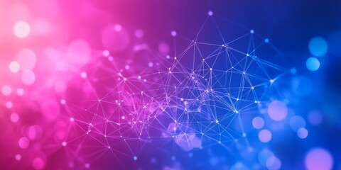 Aufkleber - A vibrant blend of pink and blue hues creates a stunning digital abstract background. The interconnected lines and dots form a network effect. Ideal for technology-related projects. AI