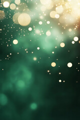 Aufkleber - An elegant arrangement of golden bokeh lights scattered over a deep green backdrop, evoking a celebratory and enchanting mood,