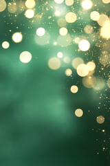 Aufkleber - A dynamic festive display with golden bokeh lights cascading over a green background, adding depth and sparkle to the scene,