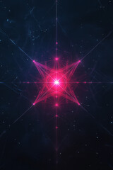 Poster - An elegant red and blue abstract light pattern featuring symmetrical radiating lines against a dark background, emphasizing balance and harmony,