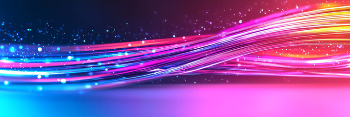 Aufkleber - A striking abstract design with intertwined red and blue light beams radiating outward, creating a sense of motion and depth,