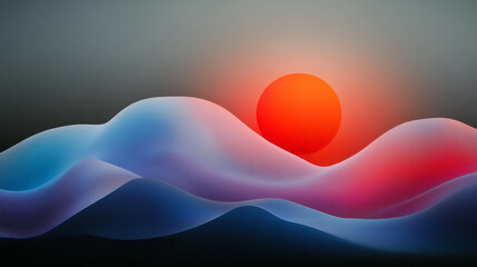 Fototapete - A futuristic abstract artwork showcasing red and blue radiating light patterns with glowing effects and intricate line work,