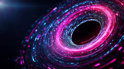 Leinwandbilder - A futuristic abstract artwork showcasing red and blue radiating light patterns with glowing effects and intricate line work,